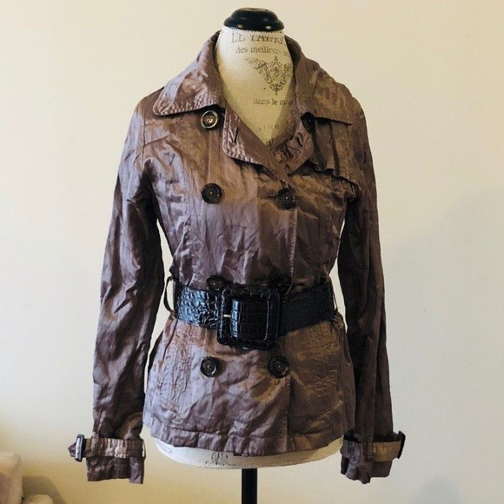 Brown Pleated Spring | Fall Jacket Coat - Picture 2 of 9